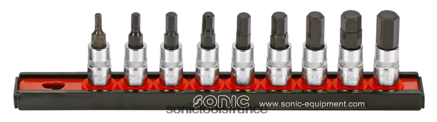 Sonic jeu de douilles à embouts 1/4" hex sur rail 9 pcs fiable N8FZ60368