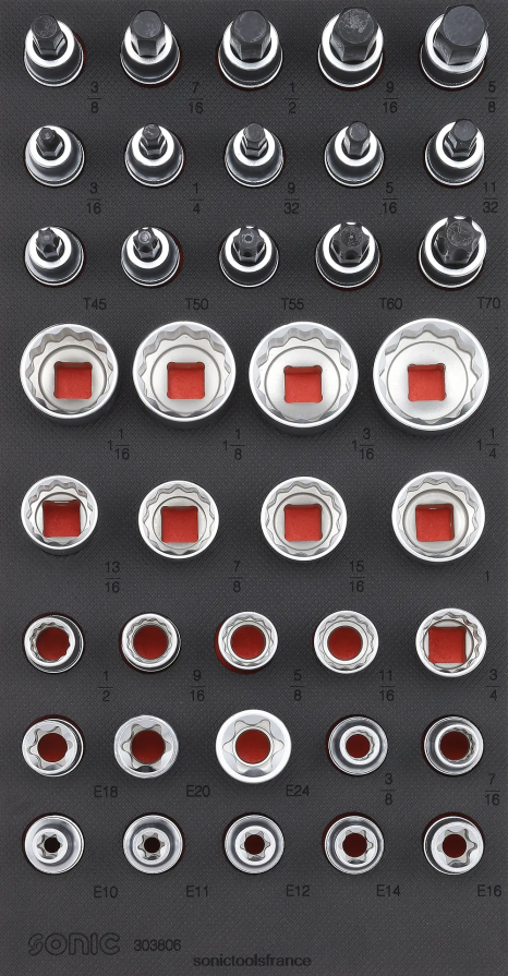Sonic jeu de douilles à embouts 1/2" (sae) sfs 1/3 38 pcs dernier N8FZ60213