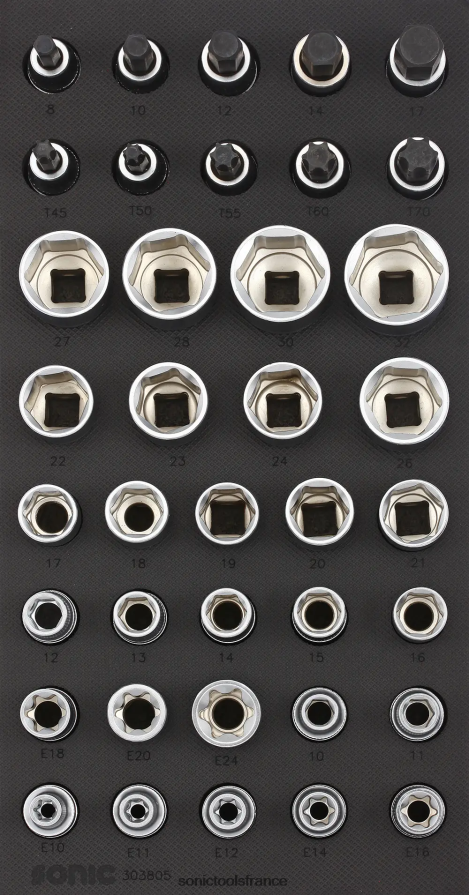 Sonic jeu de douilles à embouts 1/2" sfs 1/3 38 pcs pratique N8FZ60215