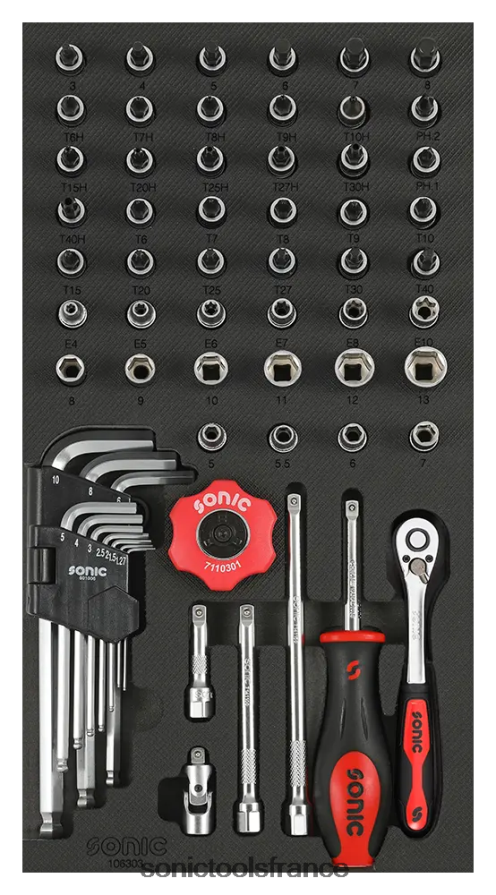 Sonic jeu de douilles à flanc 1/4" 6 pts sfs 1/3 61 pcs fiable N8FZ60806