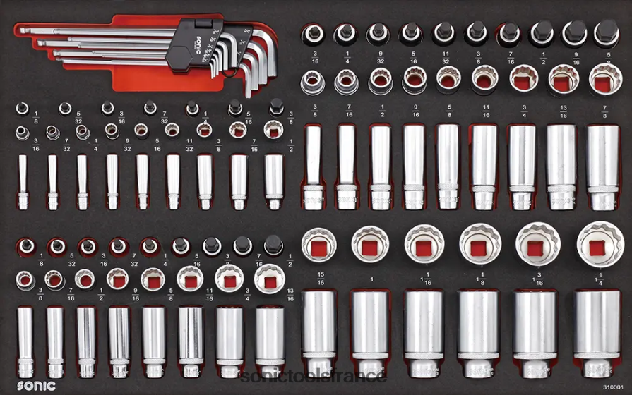 Sonic jeu de douilles 1/4", 3/8" et 1/2" 12 pt. (sae) sfs 100 pièces dernier N8FZ60891
