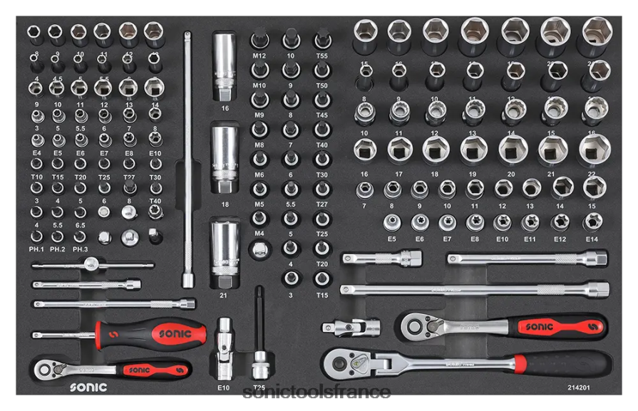Sonic jeu de douilles combinées 1/4" et 3/8" sfs 142 pièces pratique N8FZ60885