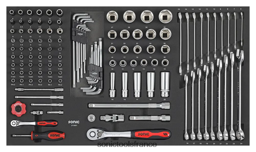 Sonic douille 1/4" 1/2" et jeu de clés sfs 130 pcs fiable N8FZ60914