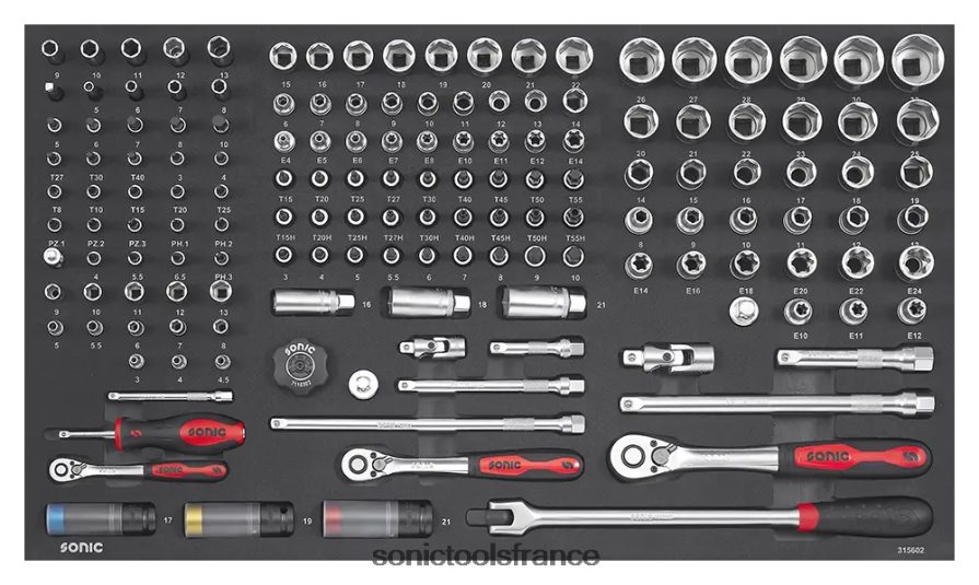 Sonic ejumbo, ensemble de 156 pièces 1/4", 3/8" et 1/2" pratique N8FZ60243