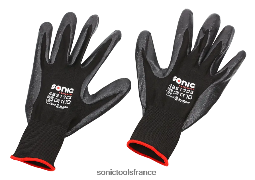 Sonic paire de gants enduits de nitrile doublure en nylon taille 10 (xl) fiable N8FZ60716