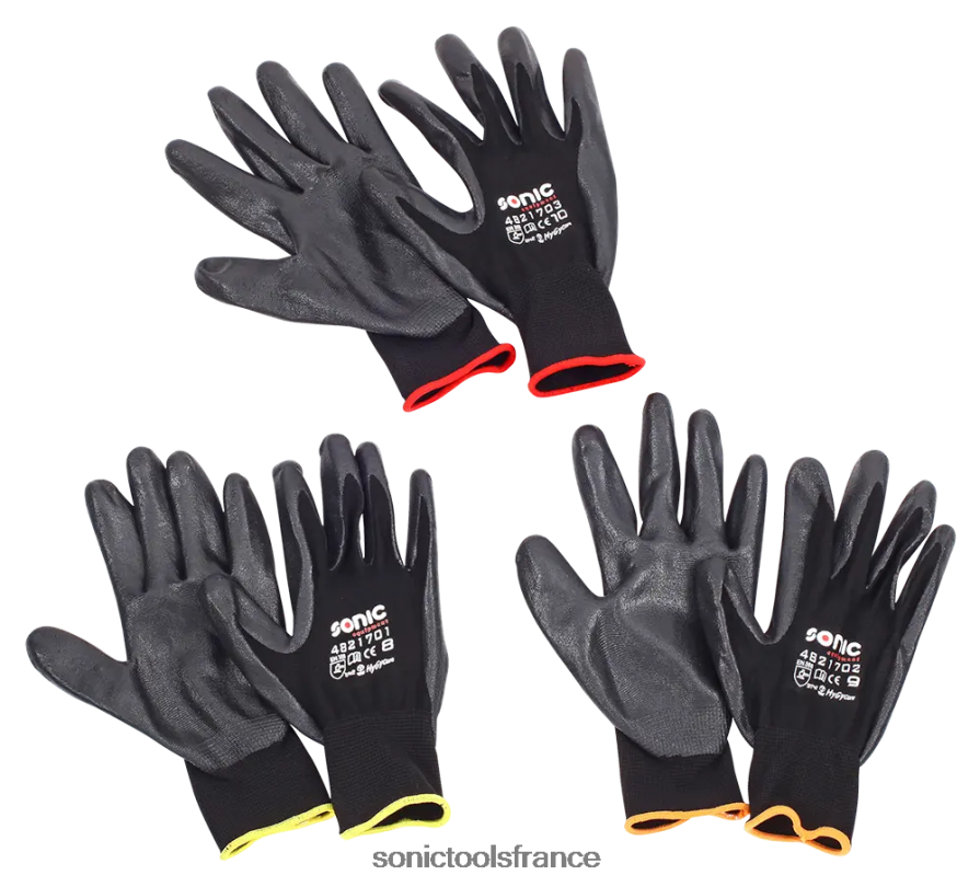 Sonic paire de gants enduits de nitrile doublure en nylon taille 10 (xl) fiable N8FZ60716